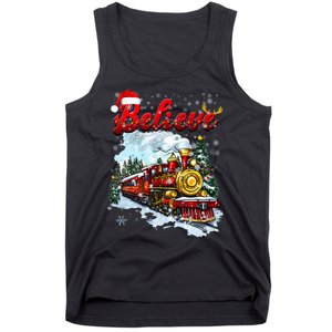 Christmas Train Christmas Believe Xmas Santa Tank Top