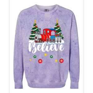 Christmas Train Christmas Believe Xmas Santa Colorblast Crewneck Sweatshirt