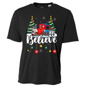 Christmas Train Christmas Believe Xmas Santa Cooling Performance Crew T-Shirt