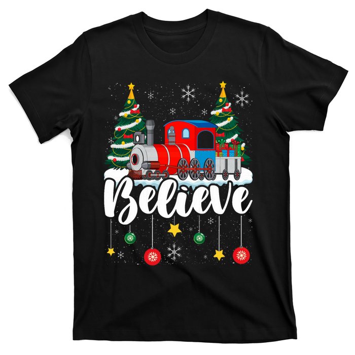 Christmas Train Christmas Believe Xmas Santa T-Shirt