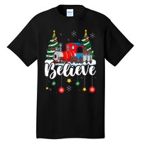 Christmas Train Christmas Believe Xmas Santa Tall T-Shirt