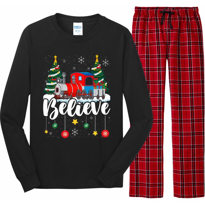 Christmas Train Christmas Believe Xmas Santa Long Sleeve Pajama Set