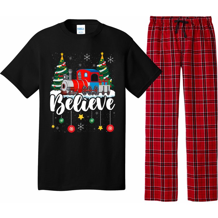 Christmas Train Christmas Believe Xmas Santa Pajama Set