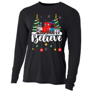 Christmas Train Christmas Believe Xmas Santa Cooling Performance Long Sleeve Crew