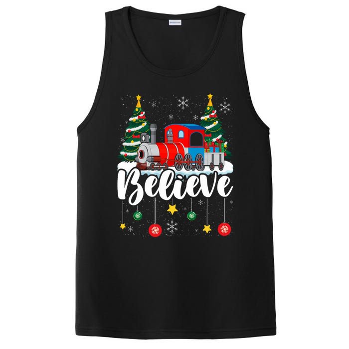 Christmas Train Christmas Believe Xmas Santa PosiCharge Competitor Tank