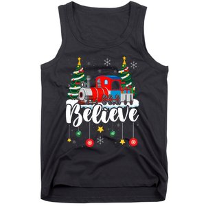 Christmas Train Christmas Believe Xmas Santa Tank Top