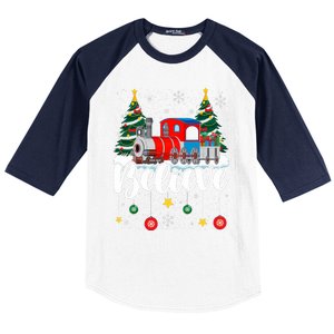 Christmas Train Christmas Believe Xmas Santa Baseball Sleeve Shirt