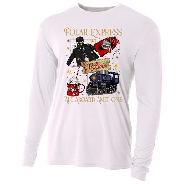 Christmas Train Christmas Believe Xmas Santa Cooling Performance Long Sleeve Crew