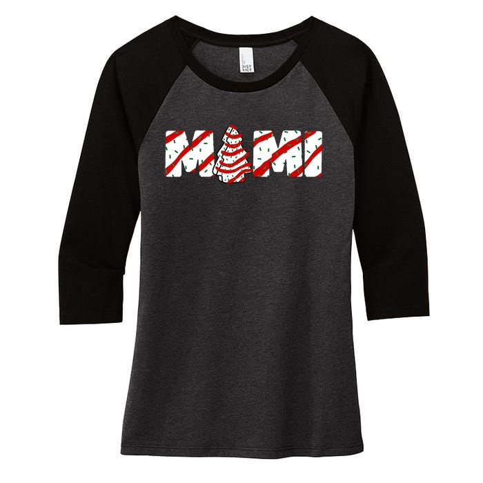 Christmas Tree Cake Matching Family Party Pajama Mimi Women's Tri-Blend 3/4-Sleeve Raglan Shirt