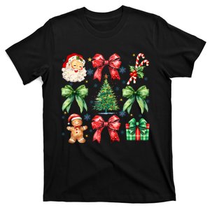 Christmas Tree Coquette Bow Santa Claus Candy T-Shirt