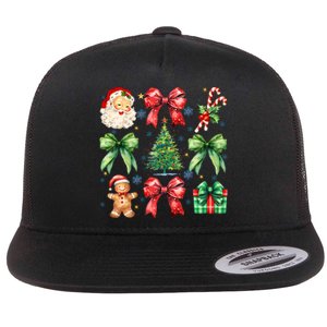 Christmas Tree Coquette Bow Santa Claus Candy Flat Bill Trucker Hat