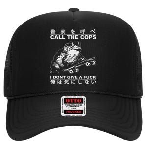 Call The Cops I DonT Give A Fuck Funny Toad Japanese High Crown Mesh Back Trucker Hat