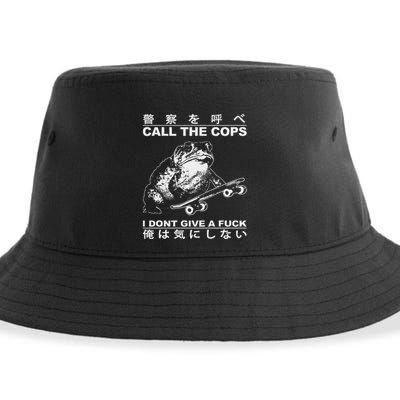 Call The Cops I DonT Give A Fuck Funny Toad Japanese Sustainable Bucket Hat