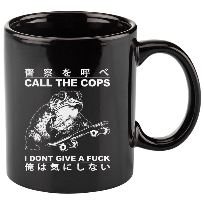 Call The Cops I DonT Give A Fuck Funny Toad Japanese 11oz C Handle Ceramic Mug