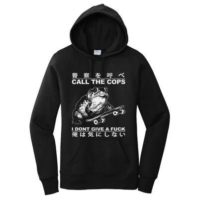 Call The Cops I DonT Give A Fuck Funny Toad Japanese Women's Pullover Hoodie