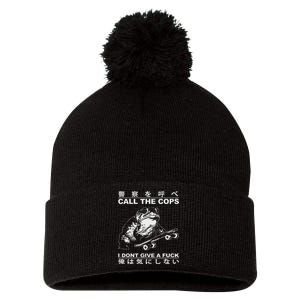 Call The Cops I DonT Give A Fuck Funny Toad Japanese Pom Pom 12in Knit Beanie