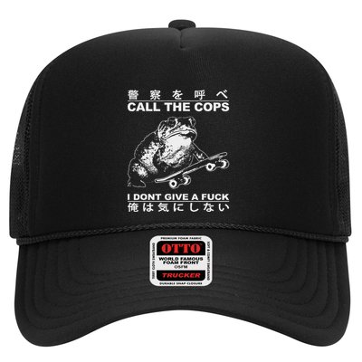 Call The Cops I DonT Give A Fuck Funny Toad Japanese Trucker Hat