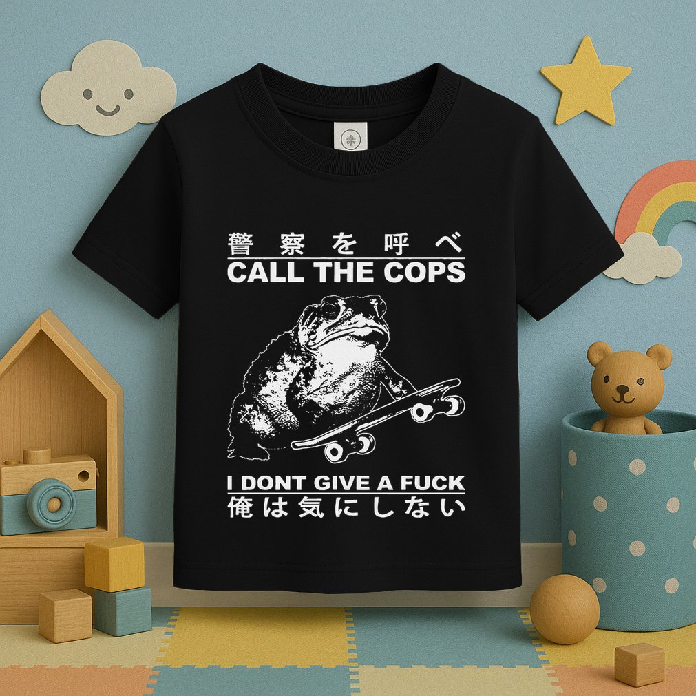 Call The Cops I DonT Give A Fuck Funny Toad Japanese Toddler T-Shirt