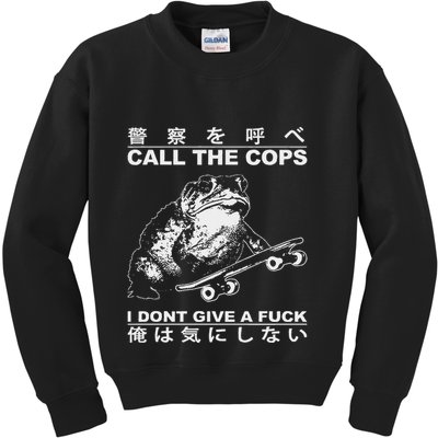 Call The Cops I DonT Give A Fuck Funny Toad Japanese Kids Sweatshirt