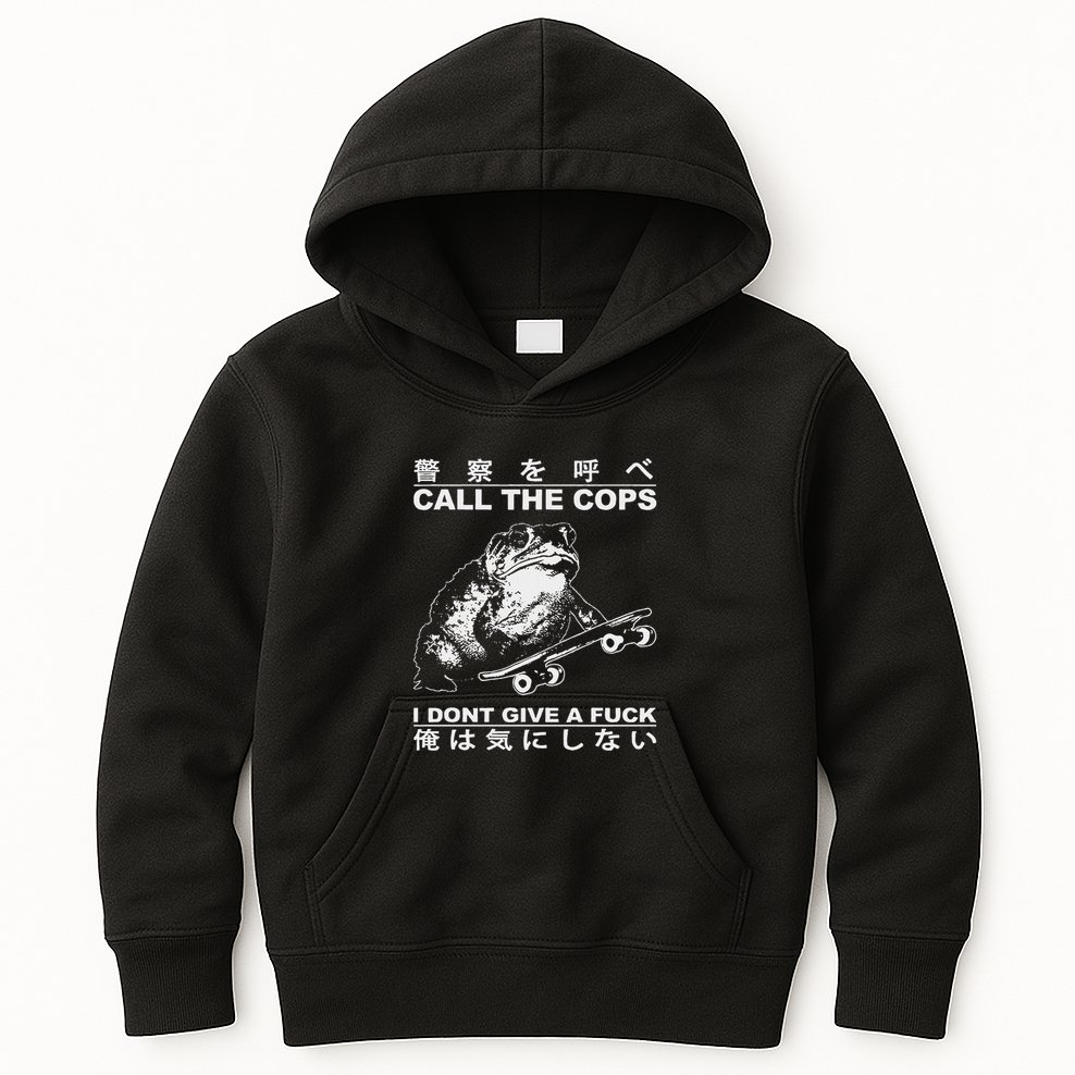 Call The Cops I DonT Give A Fuck Funny Toad Japanese Kids Hoodie