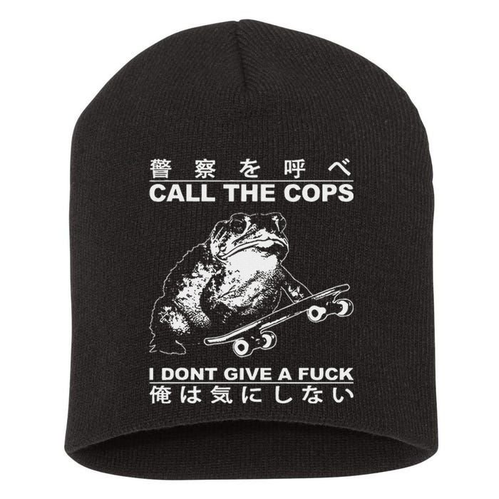 Call The Cops I DonT Give A Fuck Funny Toad Japanese Short Acrylic Beanie