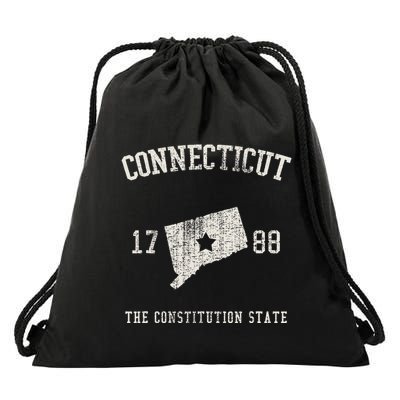 Connecticut The Constitution State Vintage Drawstring Bag