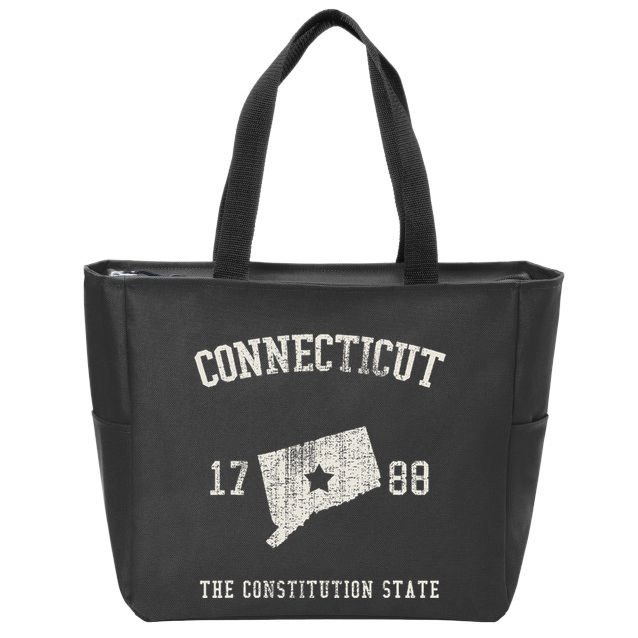 Connecticut The Constitution State Vintage Zip Tote Bag