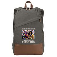 Changing The Clown WonT Change The Circus Kamala Clown Cotton Canvas Backpack