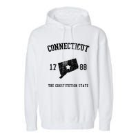 Connecticut The Constitution State Vintage Garment-Dyed Fleece Hoodie