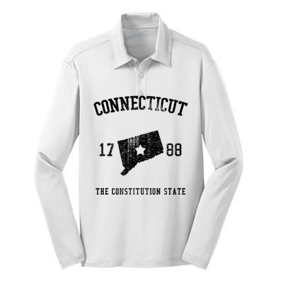 Connecticut The Constitution State Vintage Silk Touch Performance Long Sleeve Polo