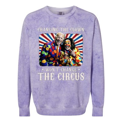 Changing The Clown WonT Change The Circus Kamala Clown Colorblast Crewneck Sweatshirt