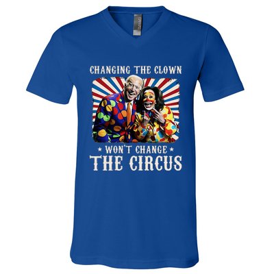 Changing The Clown WonT Change The Circus Kamala Clown V-Neck T-Shirt