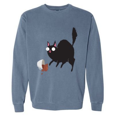 Cat Tastes Coffee Funny Caffeine Gift Garment-Dyed Sweatshirt