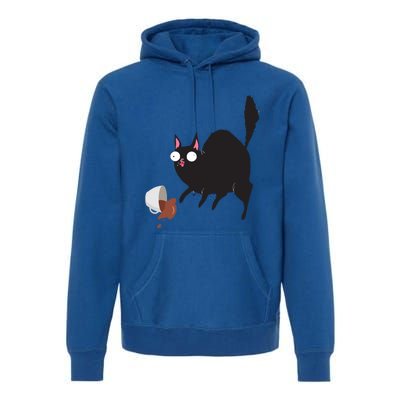 Cat Tastes Coffee Funny Caffeine Gift Premium Hoodie