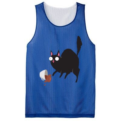 Cat Tastes Coffee Funny Caffeine Gift Mesh Reversible Basketball Jersey Tank