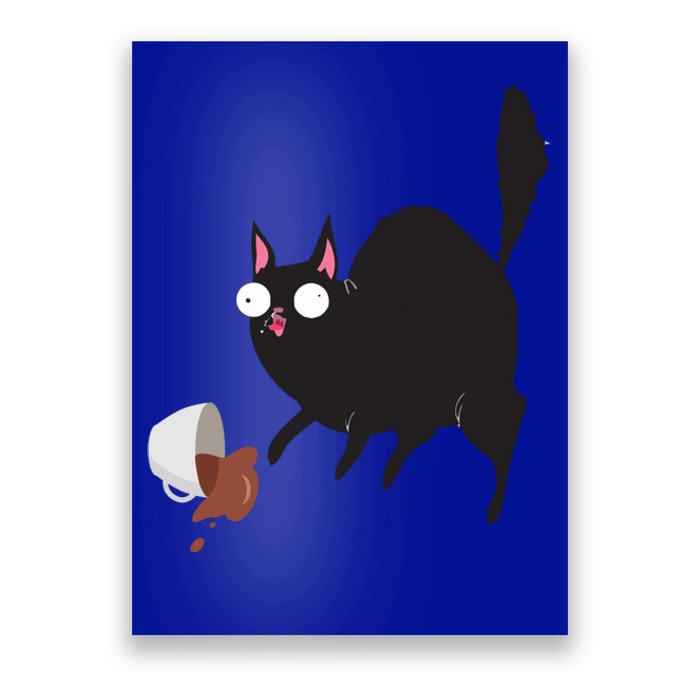 Cat Tastes Coffee Funny Caffeine Gift Poster