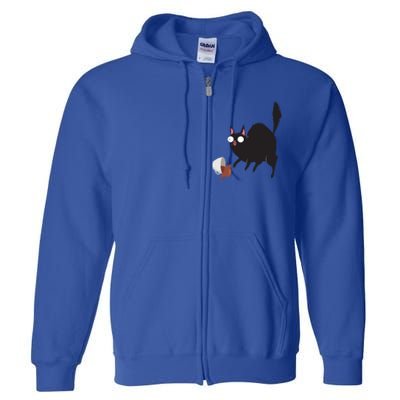 Cat Tastes Coffee Funny Caffeine Gift Full Zip Hoodie