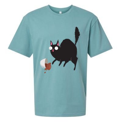 Cat Tastes Coffee Funny Caffeine Gift Sueded Cloud Jersey T-Shirt