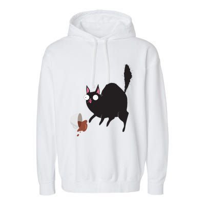 Cat Tastes Coffee Funny Caffeine Gift Garment-Dyed Fleece Hoodie