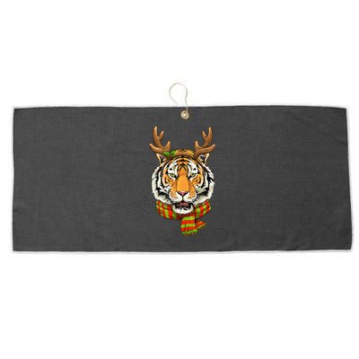 Christmas Tiger Cat Santa Clause Reindeer Xmas Tiger Lover Large Microfiber Waffle Golf Towel