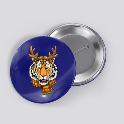 Christmas Tiger Cat Santa Clause Reindeer Xmas Tiger Lover Button