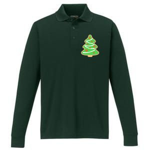 Christmas Tree Cookie Cute Holiday Performance Long Sleeve Polo