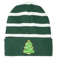 Christmas Tree Cookie Cute Holiday Striped Beanie with Solid Band