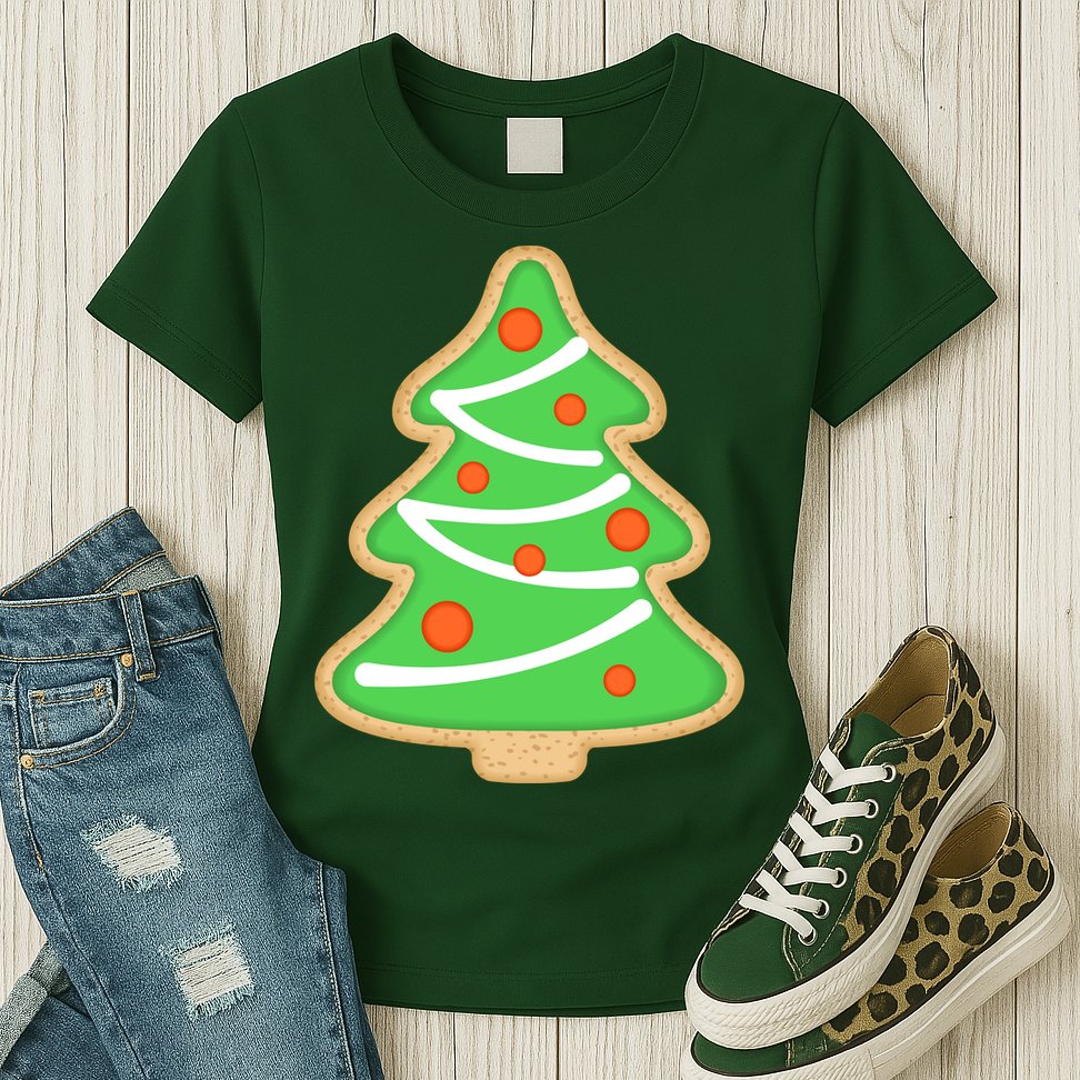 Christmas Tree Cookie Cute Holiday Womens T-Shirt