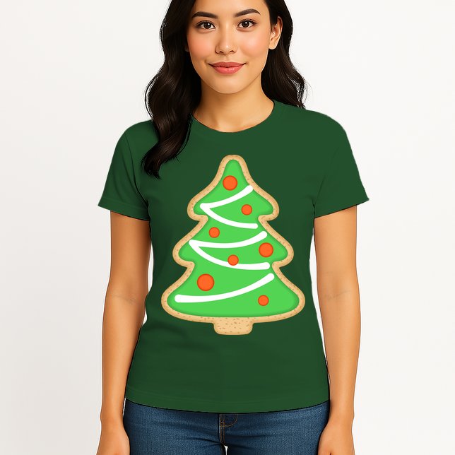 Christmas Tree Cookie Cute Holiday Womens T-Shirt