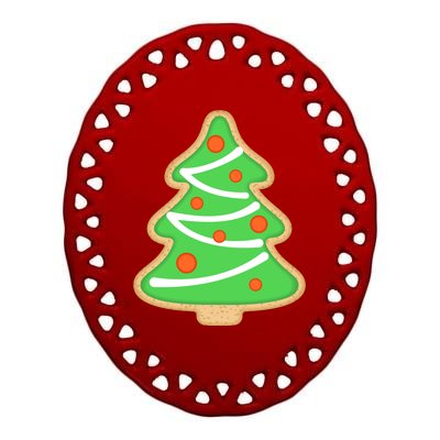 Christmas Tree Cookie Cute Holiday Ceramic Oval Ornament