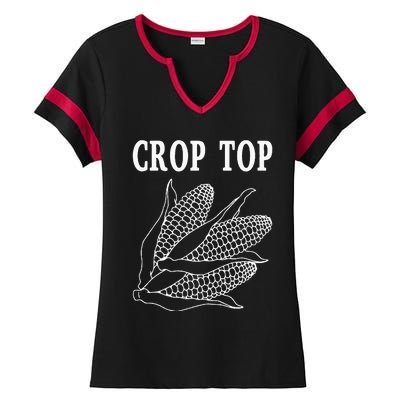 Crop Top Corn Ladies Halftime Notch Neck Tee