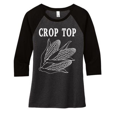 Crop Top Corn Women's Tri-Blend 3/4-Sleeve Raglan Shirt