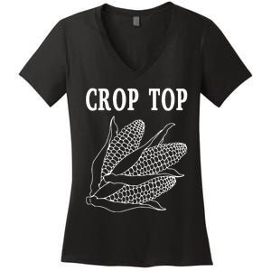 Crop Top Corn Women's V-Neck T-Shirt