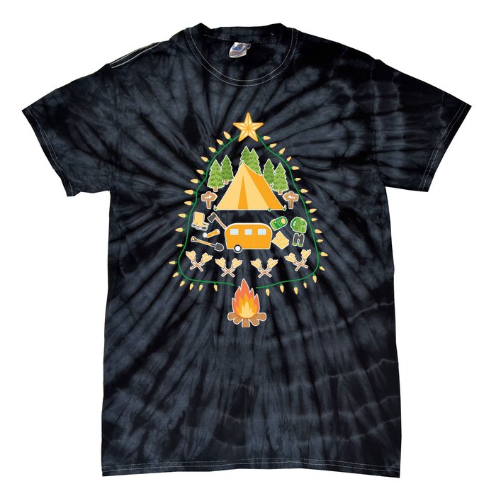 Christmas Tree Camping Christmas Xmas Gifts Men Women Tie-Dye T-Shirt